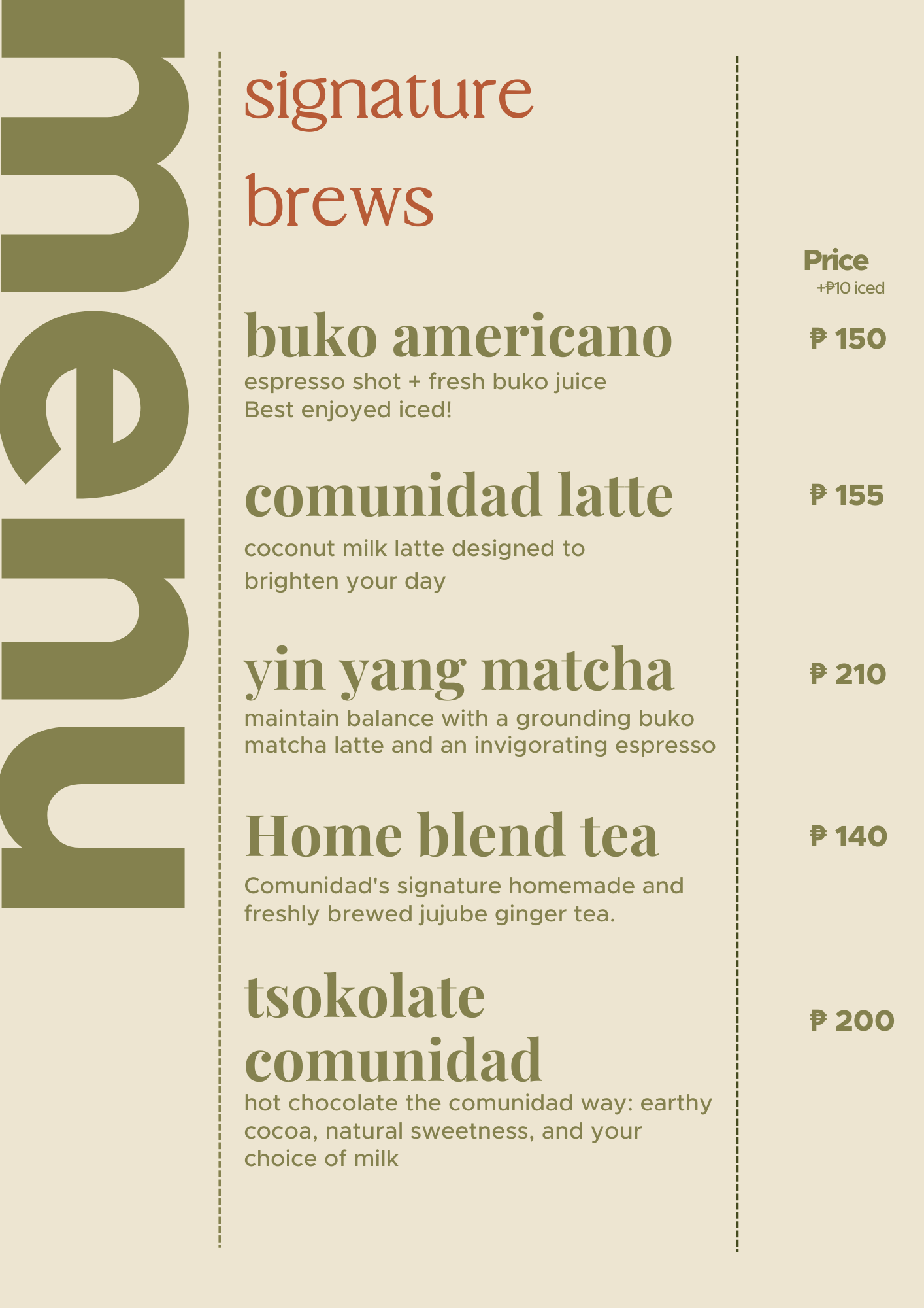 Cafe Menu